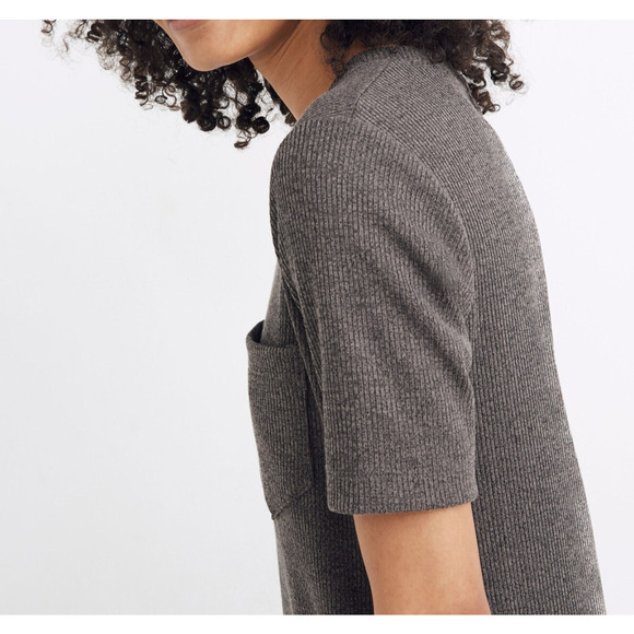 Madewell Ribbed Pocket Tee Midi Dress Short Sleeve Gray AB300 Womens Size Medium - Picture 5 of 15